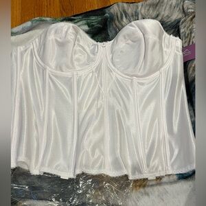 Dominique Satin White Corset